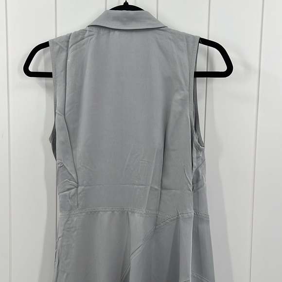 152. Midi Dress Tencel Faux Wrap W/Tie Sleeveless Blue Gray NEW - Picture 5 of 9